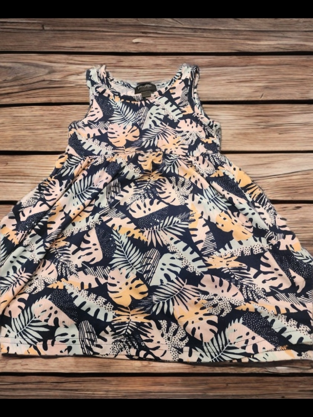 Girls' Navy Tropical Leaf Casual Dress Size 2T